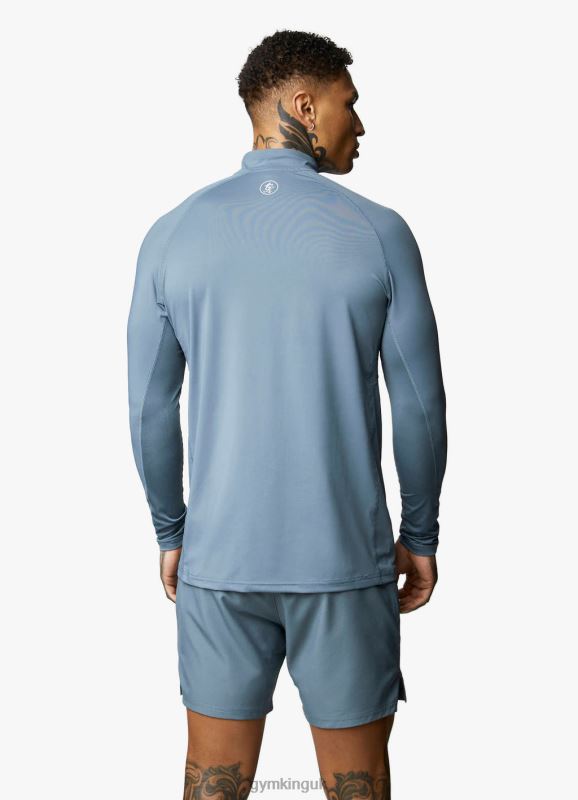 Gym King Energy 1/4 Zip Funnel Petrol Blue Men Clothing J2PFB192 - Image 2