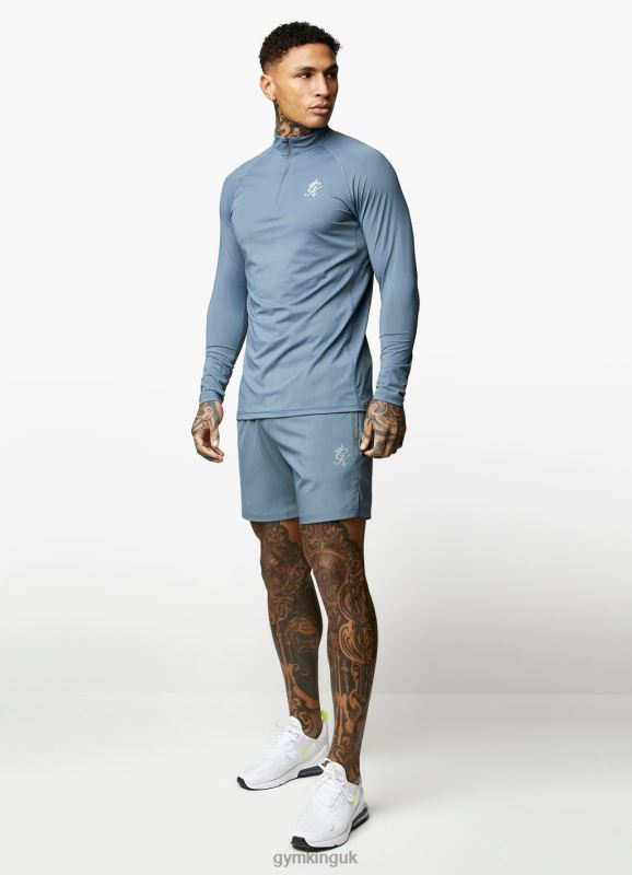 Gym King Energy 1/4 Zip Funnel Petrol Blue Men Clothing J2PFB192 - Image 3