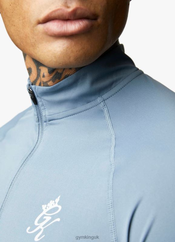 Gym King Energy 1/4 Zip Funnel Petrol Blue Men Clothing J2PFB192 - Image 4