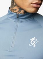 Gym King Energy 1/4 Zip Funnel Petrol Blue Men Clothing J2PFB192 - Image 5