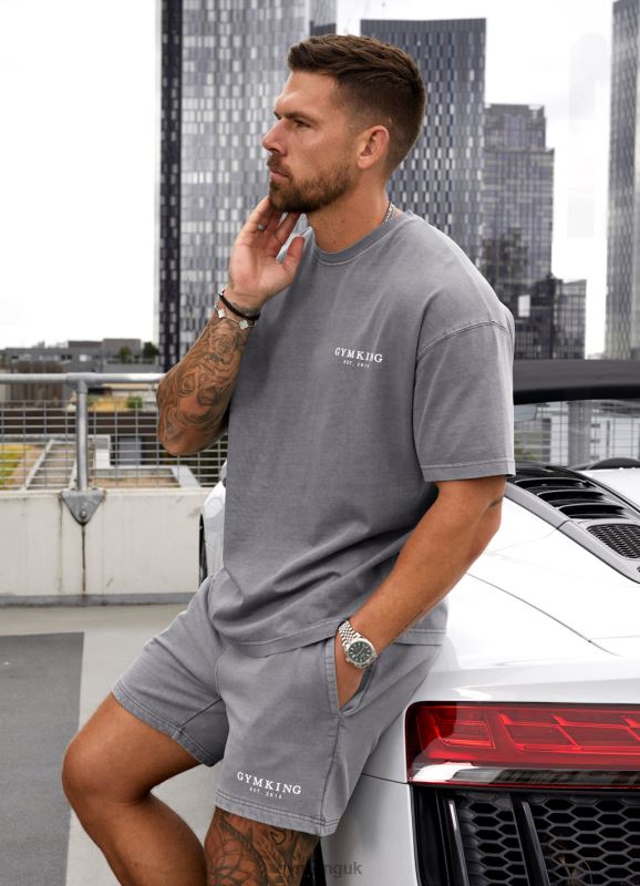 Gym King Est. Legacy Short Washed Grey Men Clothing J2PFB91 - Image 5