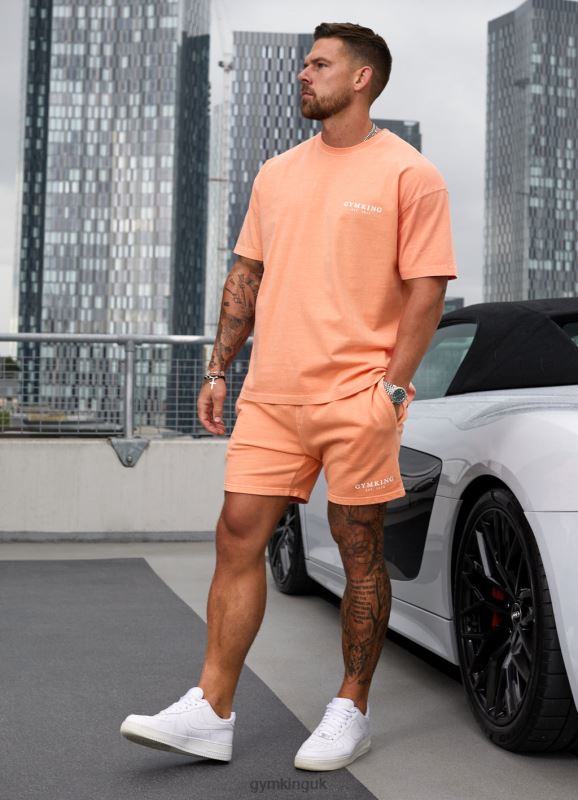 Gym King Est. Legacy Washed Tee Washed Coral Men Clothing J2PFB7 - Image 3