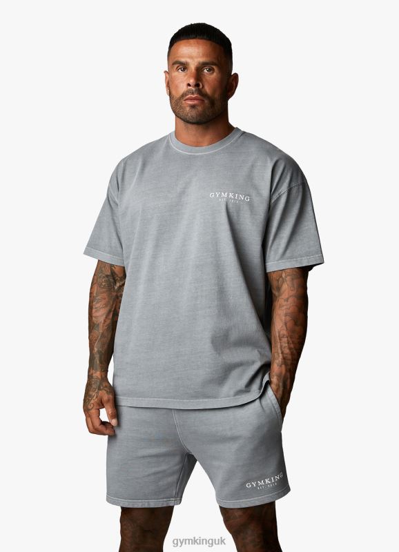Gym King Est. Legacy Washed Tee Washed Grey Men Clothing J2PFB5 - Image 4