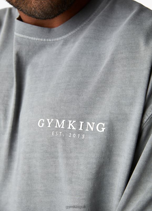 Gym King Est. Legacy Washed Tee Washed Grey Men Clothing J2PFB5 - Image 6