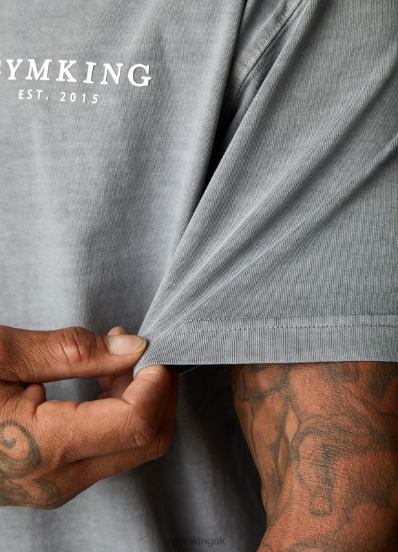 Gym King Est. Legacy Washed Tee Washed Grey Men Clothing J2PFB5 - Image 8