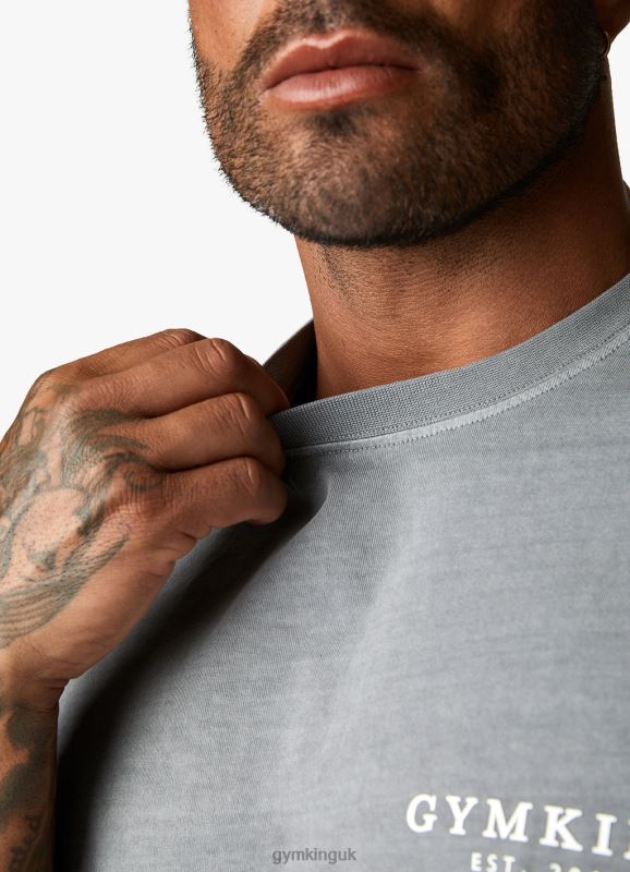 Gym King Est. Legacy Washed Tee Washed Grey Men Clothing J2PFB5 - Image 9