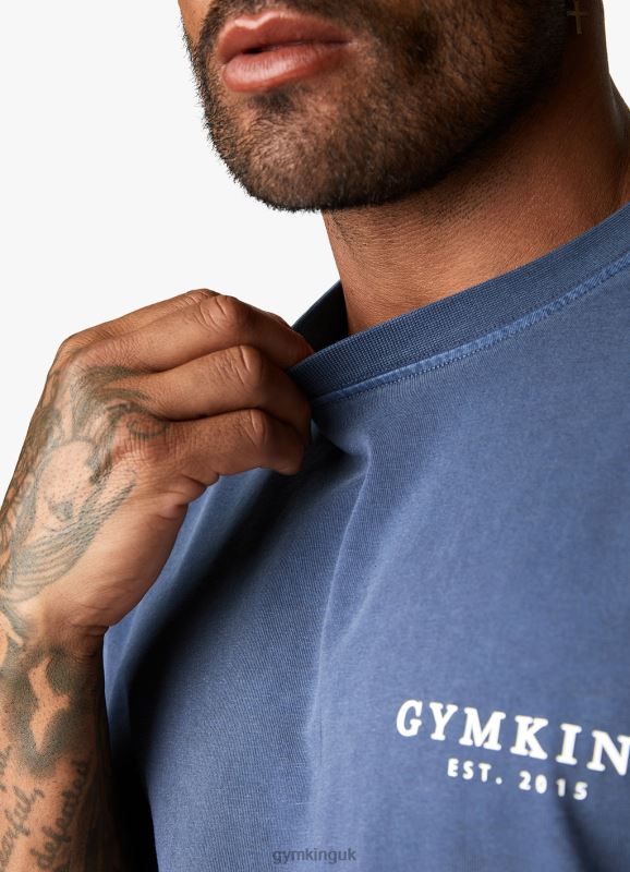 Gym King Est. Legacy Washed Tee Washed Indigo Men Clothing J2PFB8 - Image 8