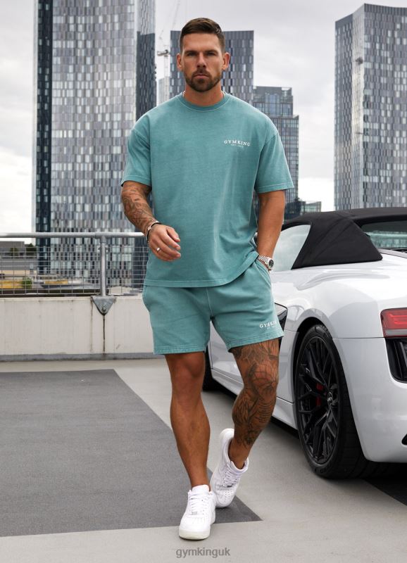 Gym King Est. Legacy Washed Tee Washed Ink Teal Men Clothing J2PFB6 - Image 3
