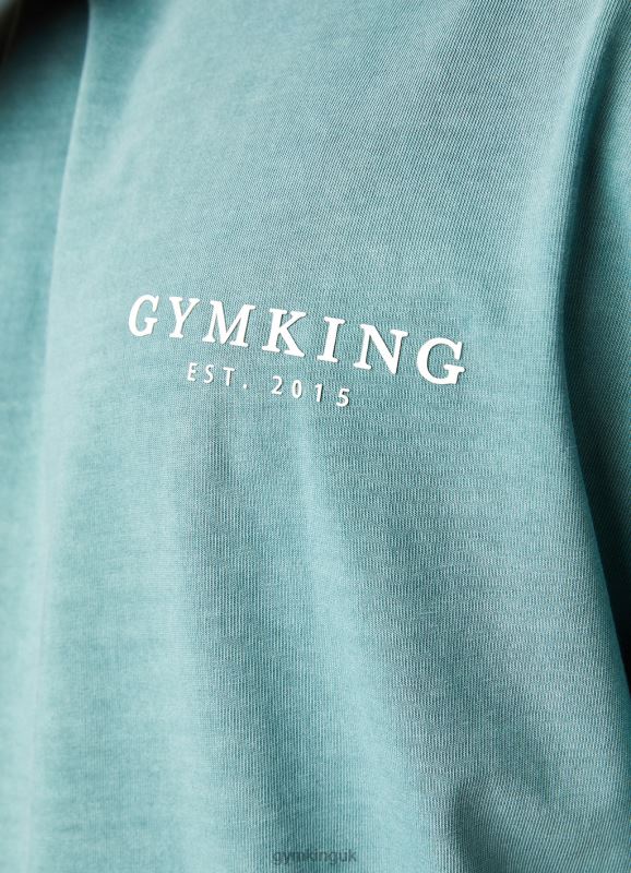 Gym King Est. Legacy Washed Tee Washed Ink Teal Men Clothing J2PFB6 - Image 6