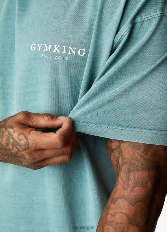 Gym King Est. Legacy Washed Tee Washed Ink Teal Men Clothing J2PFB6 - Image 7