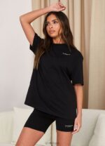 Gym King Established Boyfriend Tee Black/White Women Clothing J2PFB355 - Image 6
