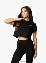 Gym King Established Cap Sleeve Tee Black/White Women Clothing J2PFB368 - Image 12