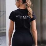 Gym King Established Cap Sleeve Tee Black/White Women Clothing J2PFB368