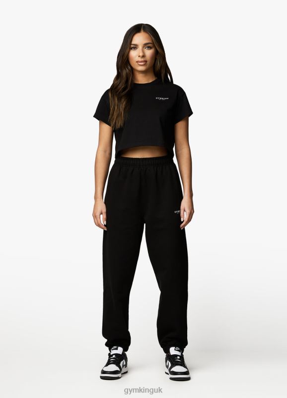 Gym King Established Cap Sleeve Tee Black/White Women Clothing J2PFB368 - Image 4