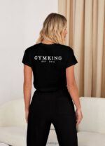 Gym King Established Cap Sleeve Tee Black/White Women Clothing J2PFB368 - Image 7