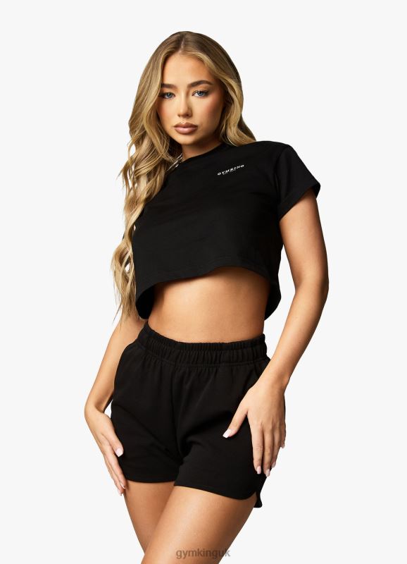 Gym King Established Cap Sleeve Tee Black/White Women Clothing J2PFB368 - Image 8