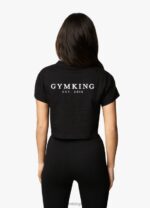 Gym King Established Cap Sleeve Tee Black/White Women Clothing J2PFB368 - Image 9