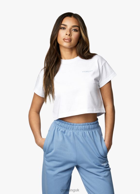 Gym King Established Cap Sleeve Tee White/Coastal Blue Women Clothing J2PFB412 - Image 13