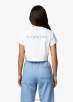 Gym King Established Cap Sleeve Tee White/Coastal Blue Women Clothing J2PFB412 - Image 14