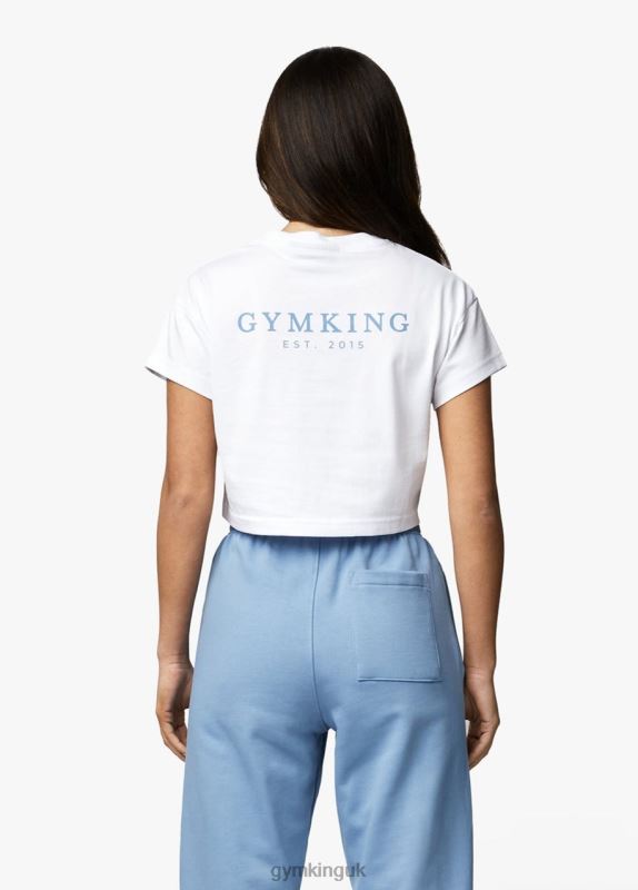 Gym King Established Cap Sleeve Tee White/Coastal Blue Women Clothing J2PFB412 - Image 14