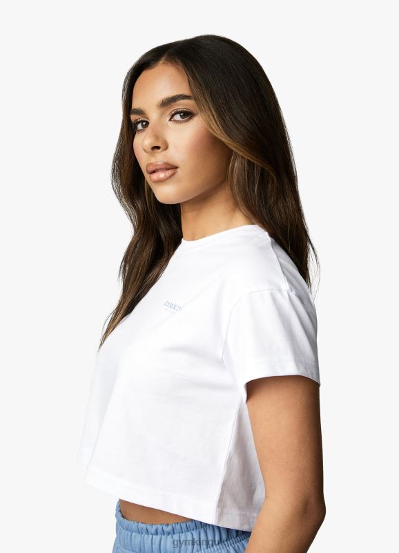 Gym King Established Cap Sleeve Tee White/Coastal Blue Women Clothing J2PFB412 - Image 3