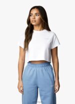 Gym King Established Cap Sleeve Tee White/Coastal Blue Women Clothing J2PFB412 - Image 6