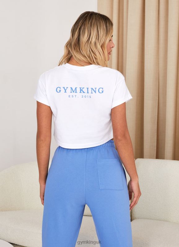 Gym King Established Cap Sleeve Tee White/Coastal Blue Women Clothing J2PFB412 - Image 10