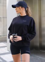 Gym King Established Crew Black/White Women Clothing J2PFB367 - Image 2
