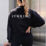 Gym King Established Crew Black/White Women Clothing J2PFB367