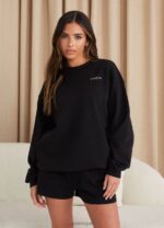 Gym King Established Crew Black/White Women Clothing J2PFB367 - Image 5