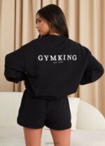 Gym King Established Crew Black/White Women Clothing J2PFB367 - Image 6