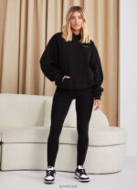 Gym King Established Jersey Legging Black/White Women Clothing J2PFB320 - Image 6