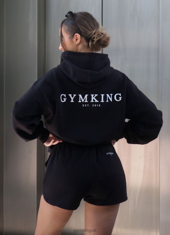 Gym King Established Relaxed Fit Hood Black/White Women Clothing J2PFB357 - Image 2