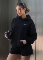 Gym King Established Relaxed Fit Hood Black/White Women Clothing J2PFB357