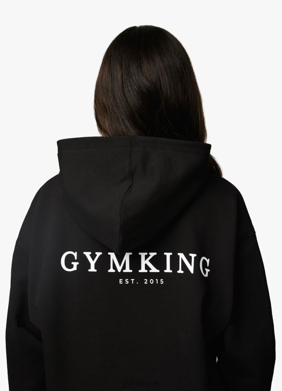 Gym King Established Relaxed Fit Hood Black/White Women Clothing J2PFB357 - Image 3