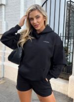 Gym King Established Relaxed Fit Hood Black/White Women Clothing J2PFB357 - Image 4