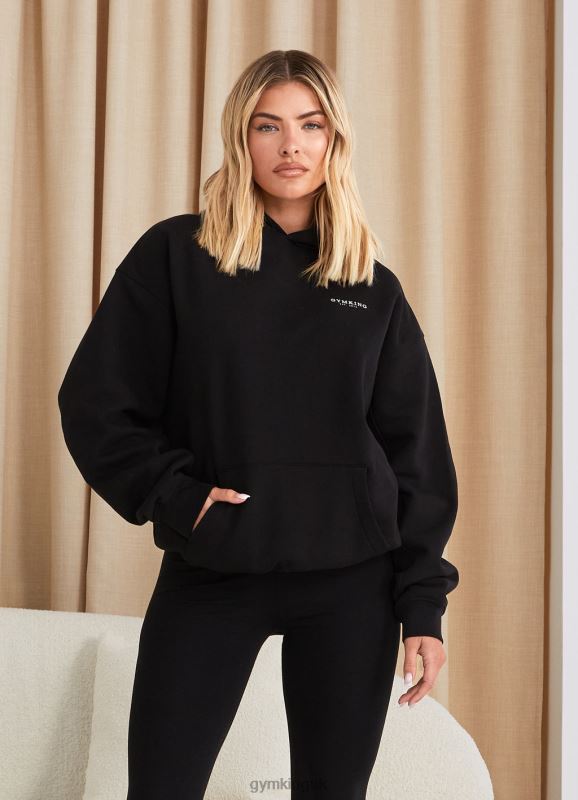 Gym King Established Relaxed Fit Hood Black/White Women Clothing J2PFB357 - Image 5