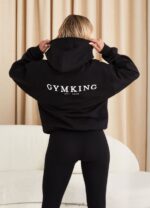 Gym King Established Relaxed Fit Hood Black/White Women Clothing J2PFB357 - Image 6