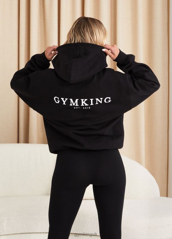 Gym King Established Relaxed Fit Hood Black/White Women Clothing J2PFB357 - Image 6