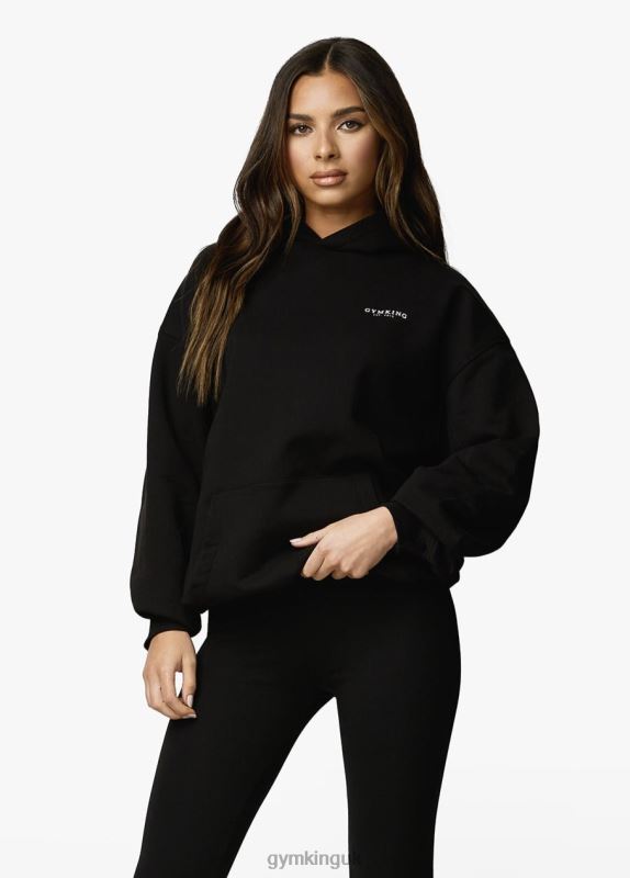 Gym King Established Relaxed Fit Hood Black/White Women Clothing J2PFB357 - Image 8