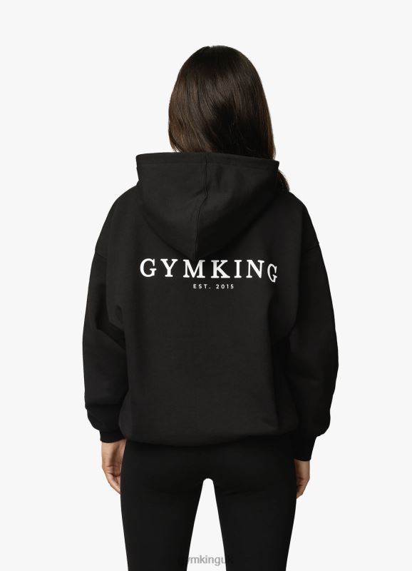 Gym King Established Relaxed Fit Hood Black/White Women Clothing J2PFB357 - Image 9