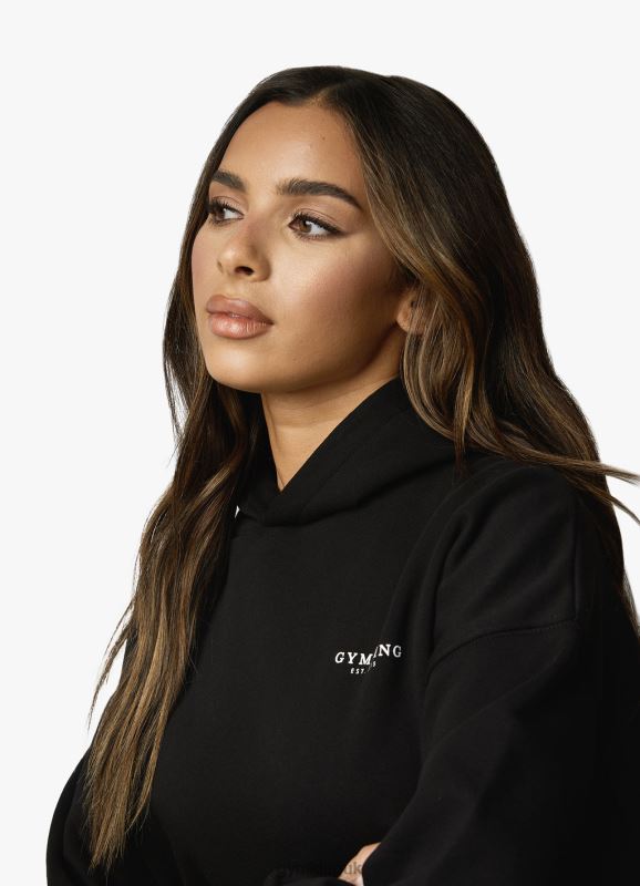 Gym King Established Relaxed Fit Hood Black/White Women Clothing J2PFB357 - Image 10