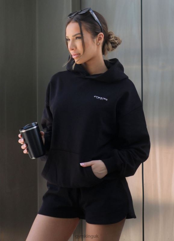 Gym King Established Relaxed Fit Hood Black/White Women Clothing J2PFB357 - Image 1