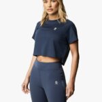 Gym King Flare Ss Tee Navy Women Clothing J2PFB438