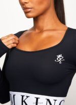 Gym King Focus LS Crop Black/White Women Clothing J2PFB494 - Image 6