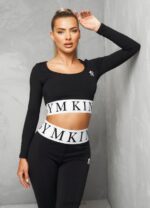 Gym King Focus LS Crop Black/White Women Clothing J2PFB494 - Image 8