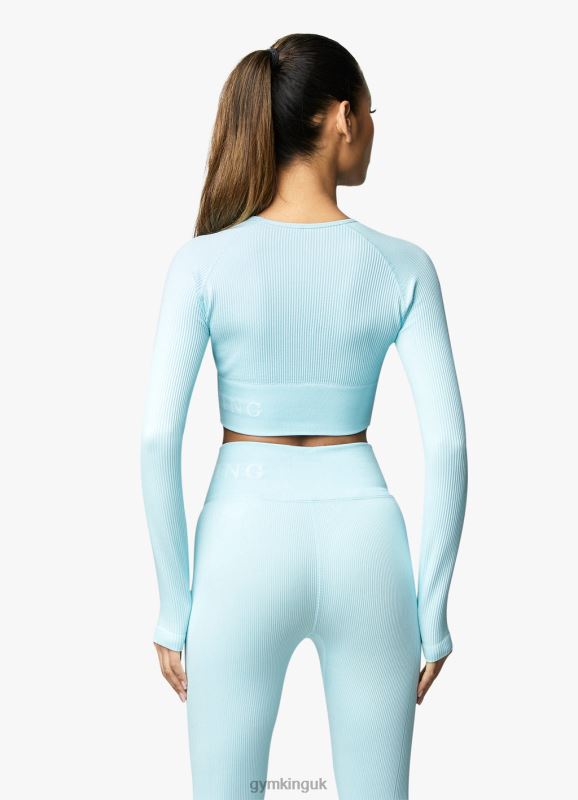 Gym King Formation LS Crop Tee Aqua Sky Women Clothing J2PFB442 - Image 2