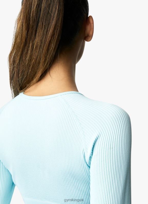 Gym King Formation LS Crop Tee Aqua Sky Women Clothing J2PFB442 - Image 7