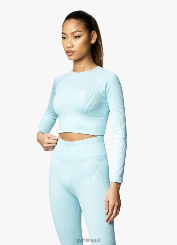 Gym King Formation LS Crop Tee Aqua Sky Women Clothing J2PFB442 - Image 1