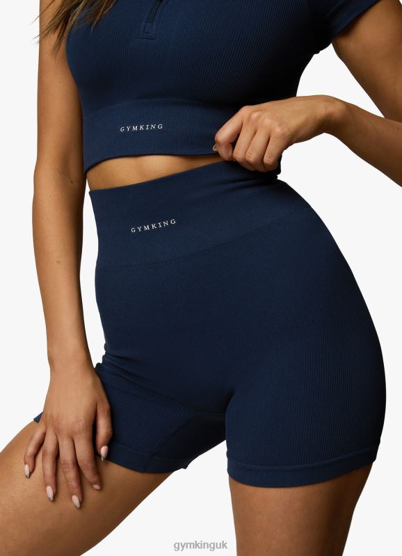 Gym King Formation Rib 2.0 4'' Short Oxford Blue Women Clothing J2PFB370 - Image 3